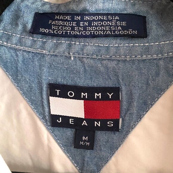 Vintage 90s 00s Y2K 100% cotton Tommy Jeans white button down casual shirt top - Picture 11 of 15